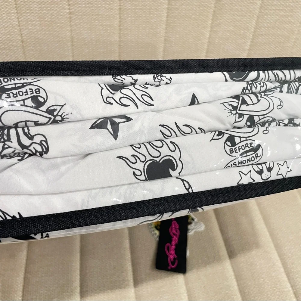NEW Ed Hardy 6 Piece‎ California King Sheet Set Tattoo Graphic Print White Black